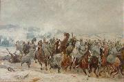 Otto Bache De lichtensteinske husarers angreb ved Sankelmark afvises France oil painting artist